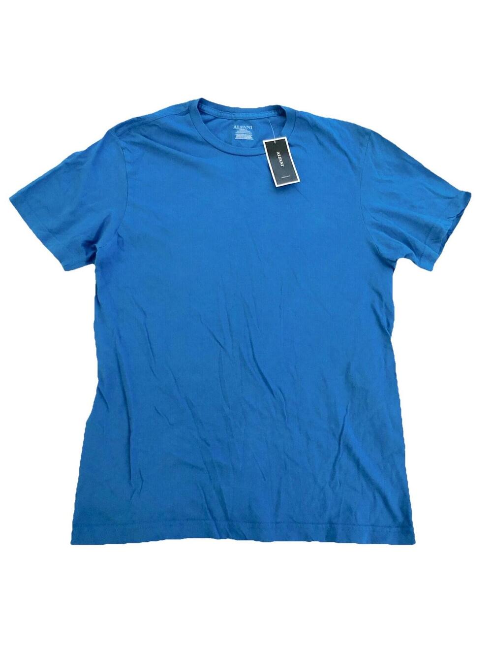 NWT Alfani Men's Blue Crest Basic T-Shirt Short Sleeve Tee Crew Neck Cotton S